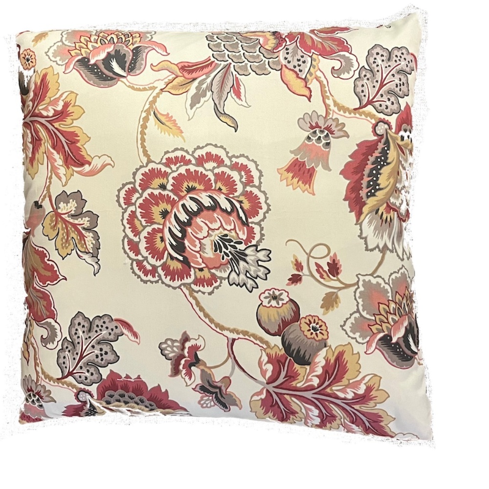 Burgundy Floral Throw Pillow 20x20
